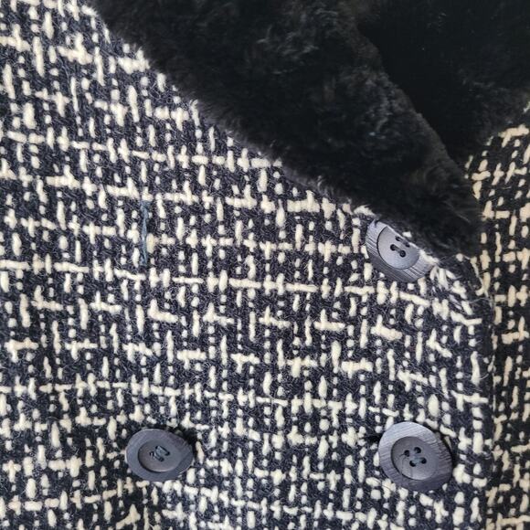Nicholas Ungar Size EST M Vintage Tweed Short Pea Coat Faux Fur Lined Jacket - Picture 8 of 8